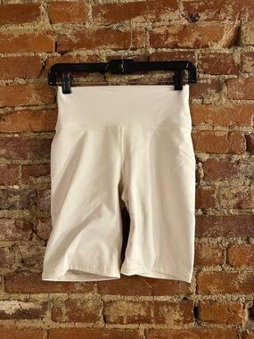 Fabletics Cream High-Rise Bike Shorts